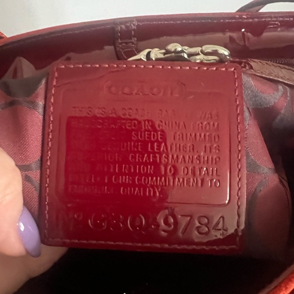 Coach Burnt Orange Suede Patent Trim Lunch Gallery Tote Bag - Picture 14 of 17